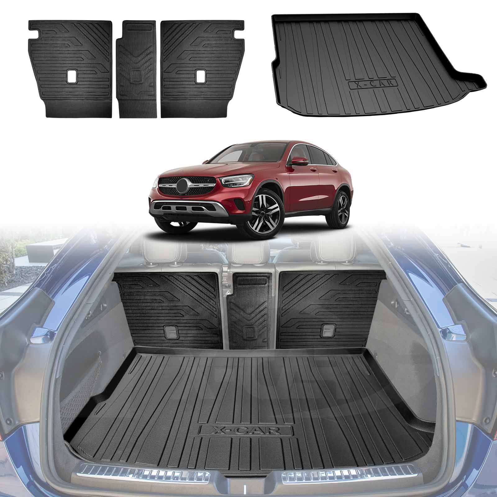 Juego De Alfombrillas TPE Para Maletero Y Habitáculo - Mercedes-Benz GLE SUV (2015-2018) - Color Negro - 5 Piezas (maletero + 4 Asientos)