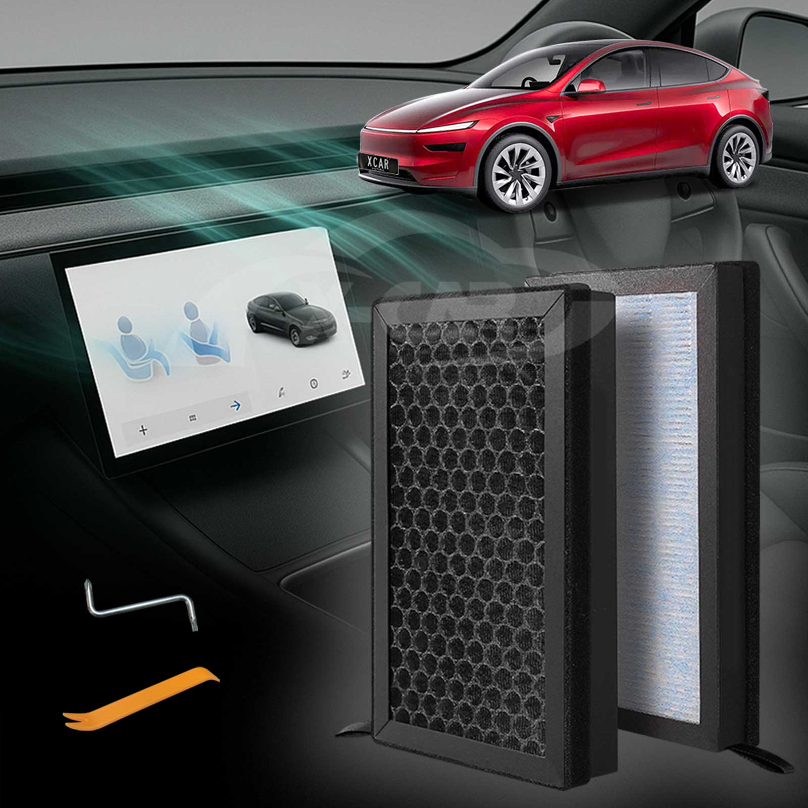 KKTR-CAR voor Tesla Model X HEPA luchtfilter met actieve kool KKTR-CAR voor Tesla Model X HEPA luchtfilter met actieve kool