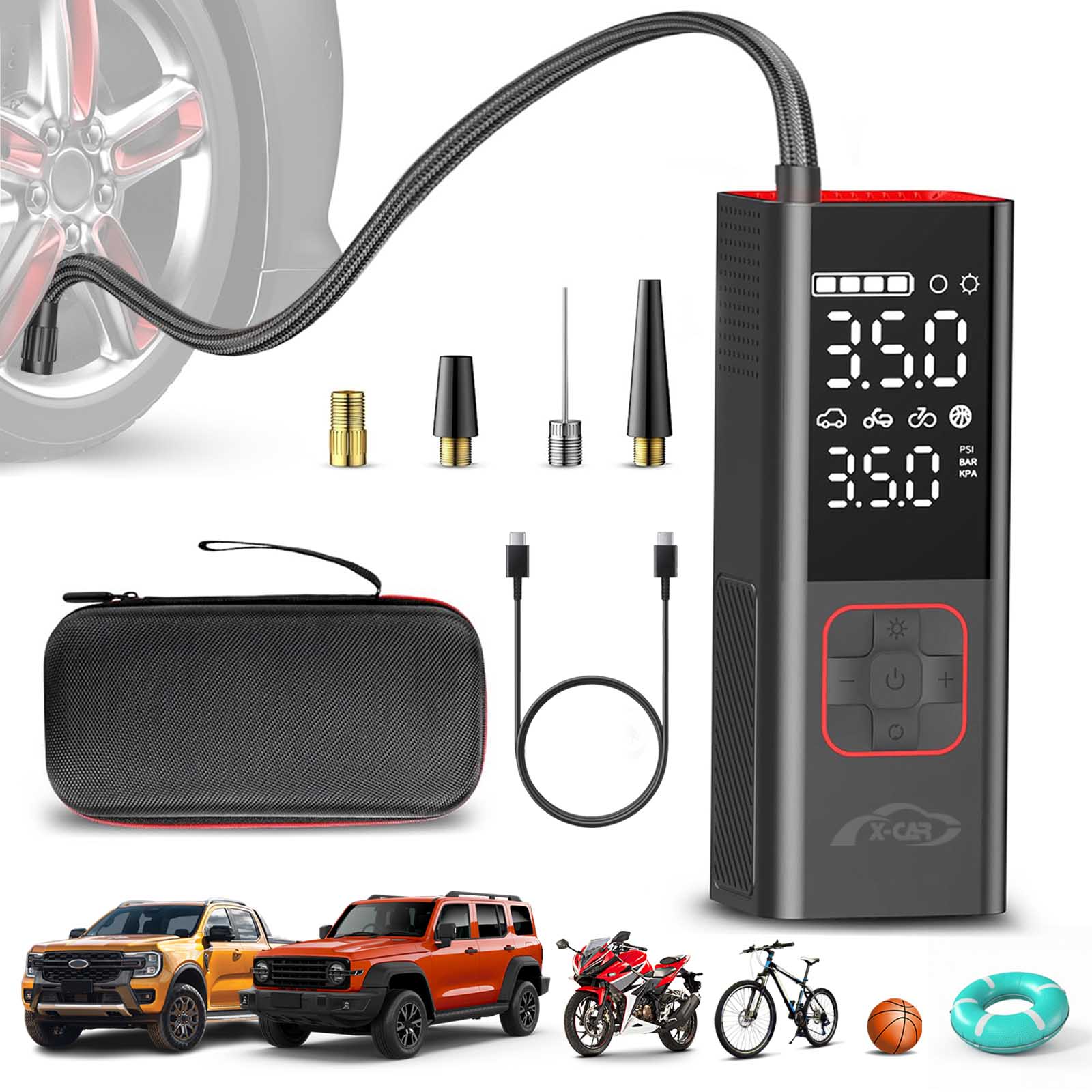 Portable Air Pump Cordless Electric Air Compressor with Digital