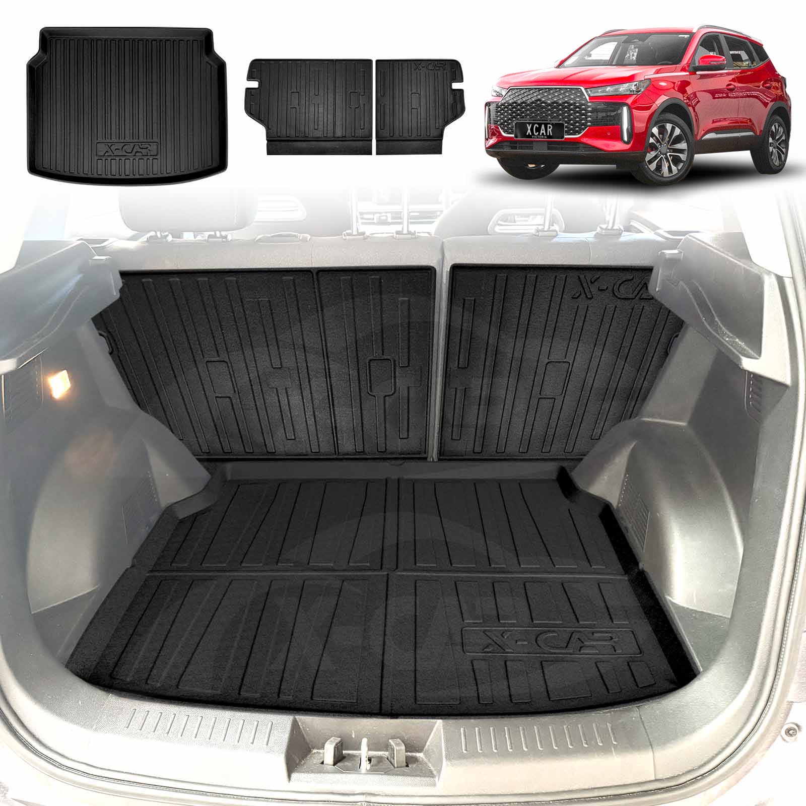 AOMSAZTO Cargo Liner & Seat Back Mat | Fit For Nissan Kicks SUV 2025 | TPE All Weather Trunk & Seat Back Protection 3-pc Black - View #3