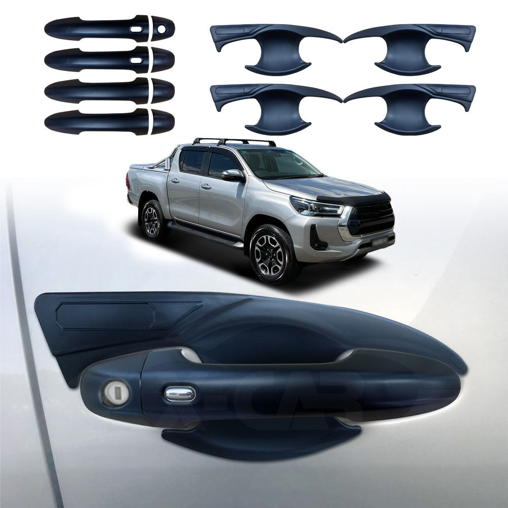 Door Handles Bowl Inserts Cover for Toyota Hilux 2015-2022 Keyless Smart  Matt Black Protector | X-CAR