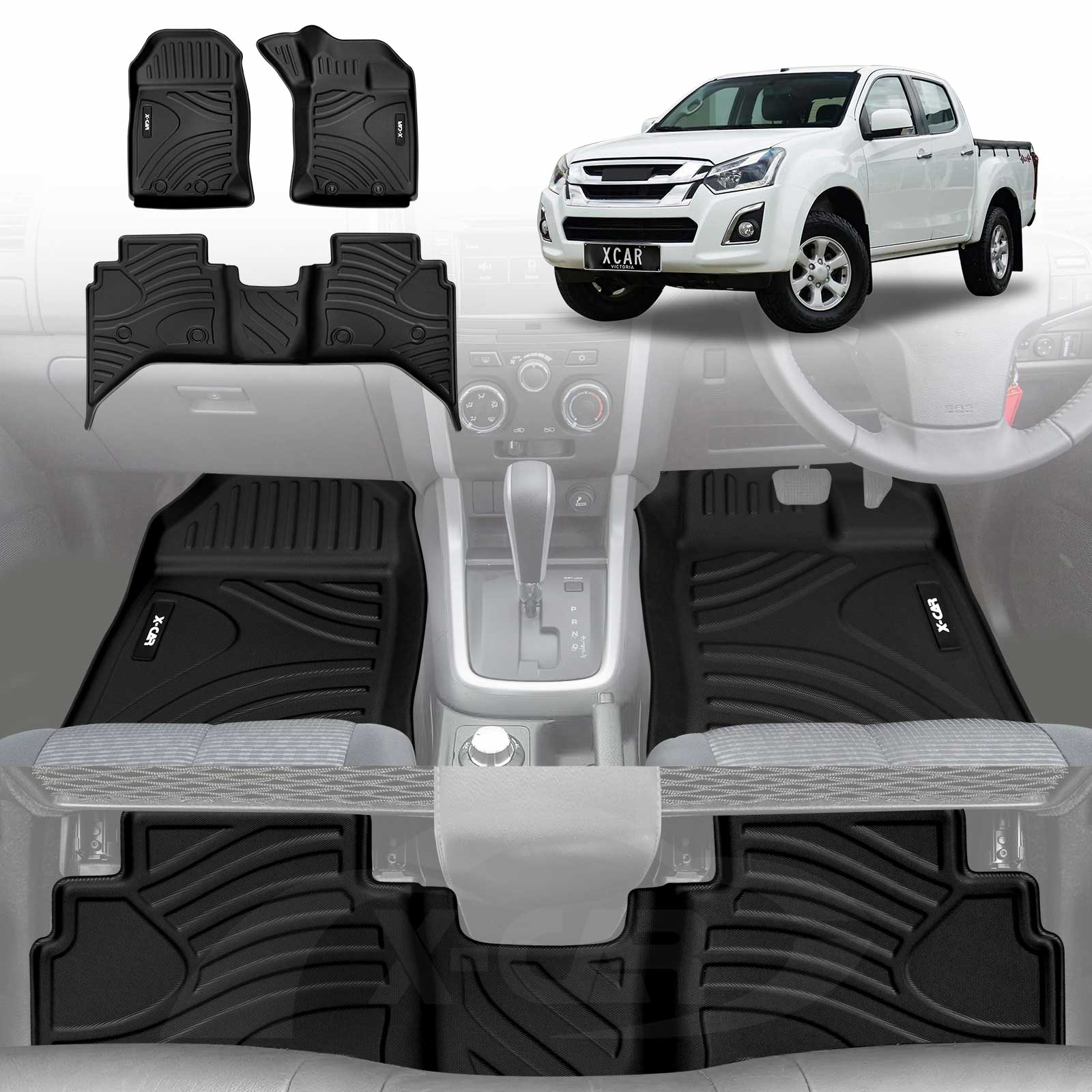 thumbnail image 2 of 3D/5D TPE All-Weather Floor Mats For Isuzu D-MAX Dual Cab (2012-2020) – Heavy Duty, Waterproof, 5-Year Warranty 2 of 3