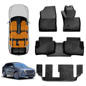 3D Floor Mats for Mazda CX-9 CX9 2016-Onwards All-Weather Car Liners