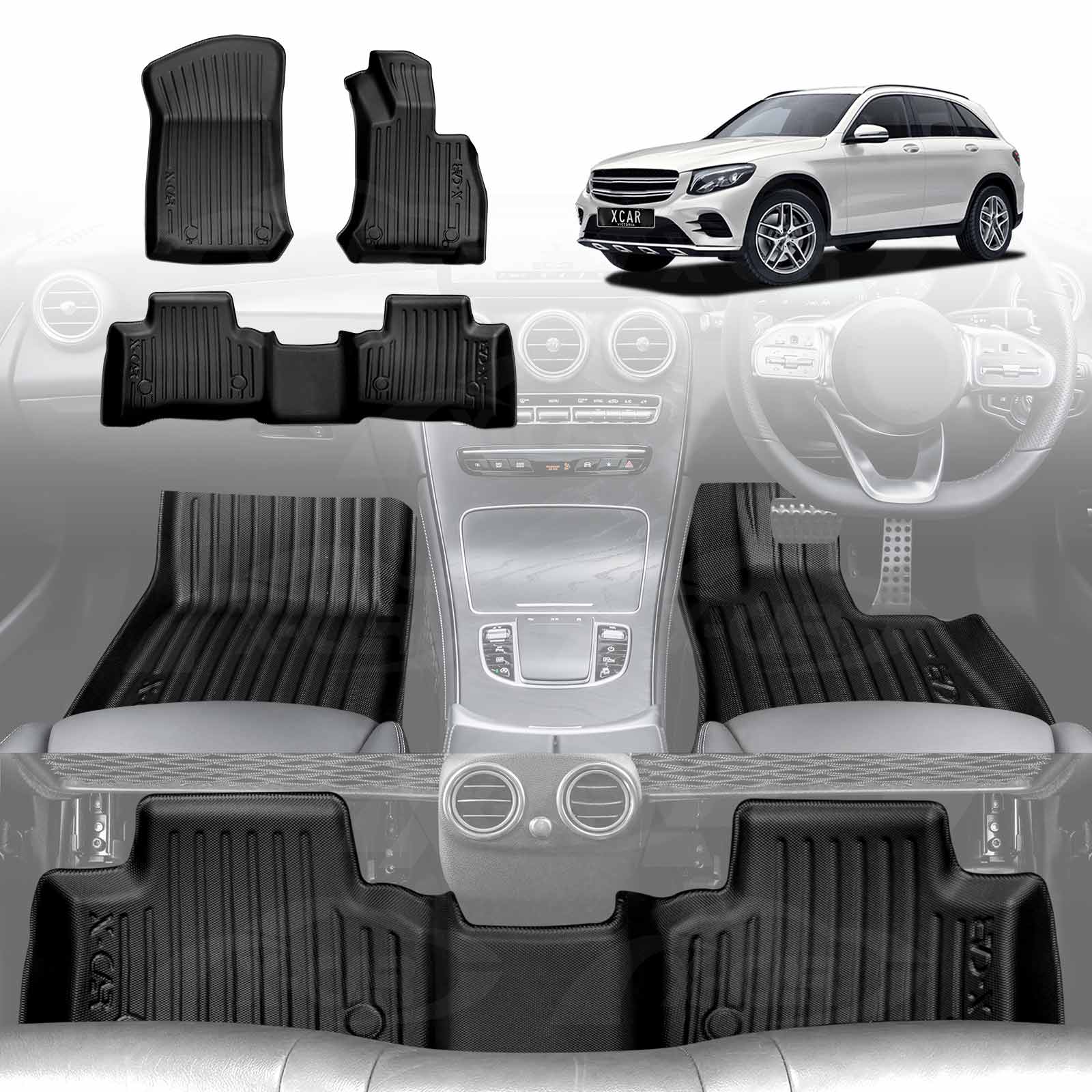 Mercedes-Benz GLC Class 3D Floor Mats 2015-2022 All-Weather Liners 