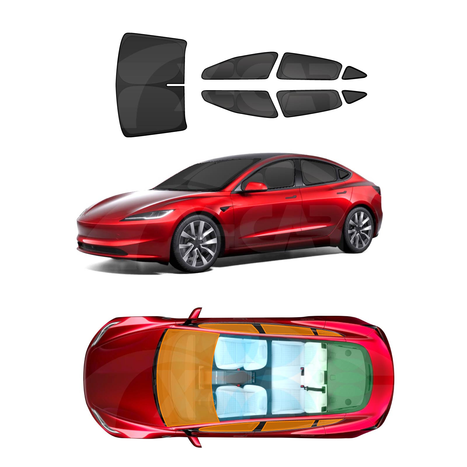 NEW Tesla Model 3 Highland Window Sunshade Block Cover 2023-2024 X-CAR
