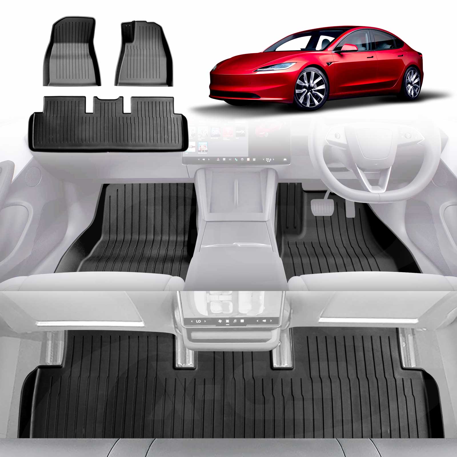 Tesla Custom Car Floor Mats | Models 3 , Model S , Model X