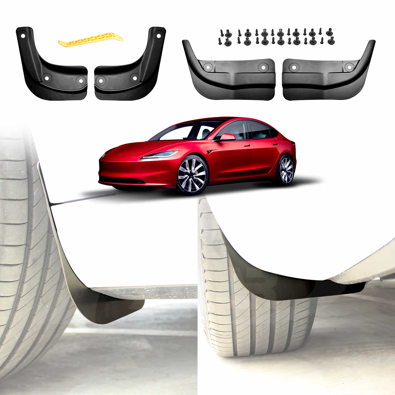 Mud Flaps For Tesla Model 3 Highland 2024 Accessories ABS Plastic Mudguards  Fender Anti-Snow Anti