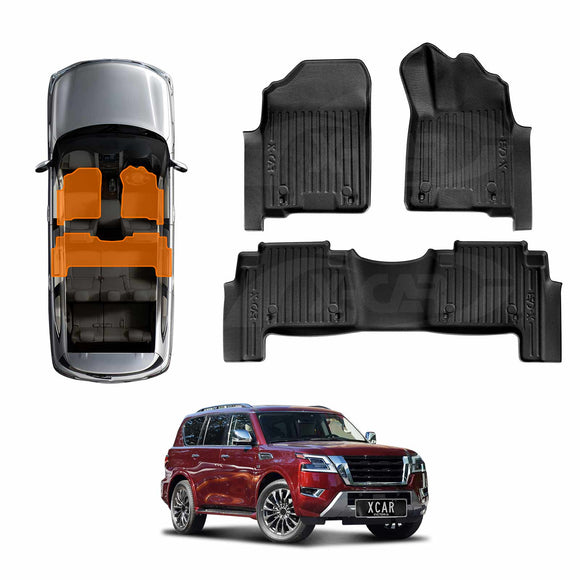 3D Floor Mats for Nissan Patrol 2012-2025 Y62 Series All-Weather Car Liners