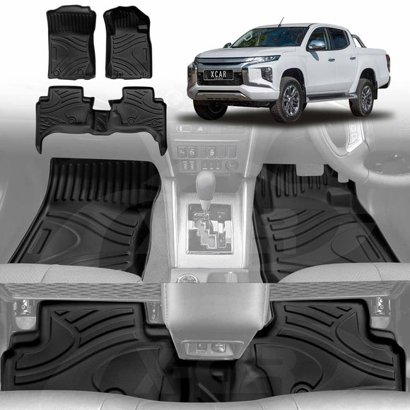 3D Floor Mats for Mitsubishi Triton MQ MR Double Cab 2015-2024 All-Weather Car Liners