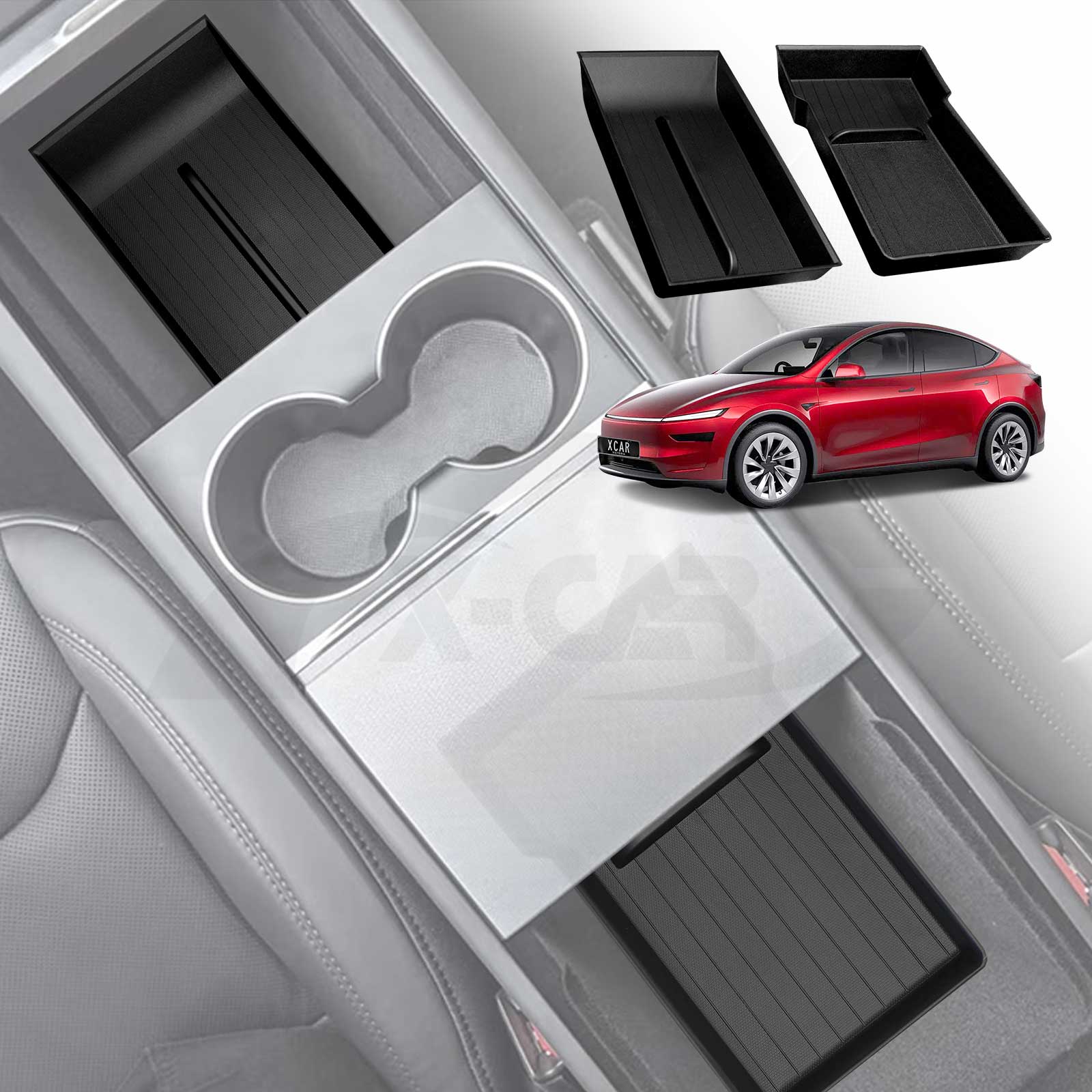 Center Console Organizer Tray For Tesla Model 3 & Model Y – Hidden Storage Cubby Drawer