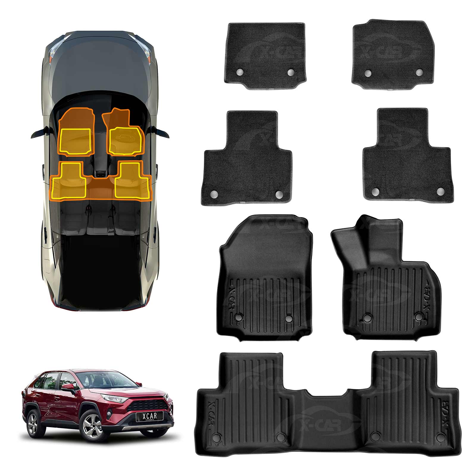 3D rubber mats element Custom made floor mats TOYOTA RAV4 2018- Kombi-XA50 hybrid- 4pcs 3D rubber mats element Custom made floor mats TOYOTA RAV4 2018- Kombi-XA50 hybrid- 4pcs