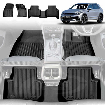3D Floor Mats for Volkswagen VW Tiguan 2016-2024 All-Weather Liners