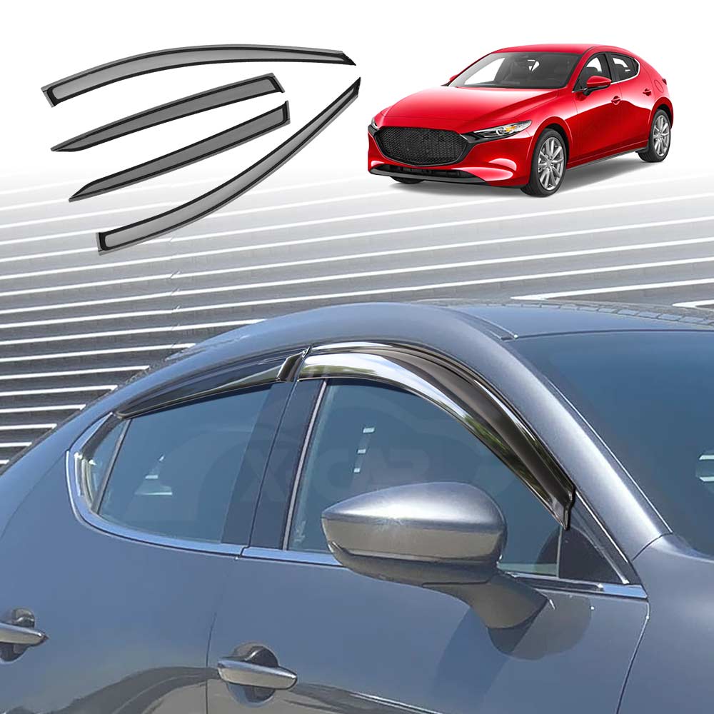 For 19-24 Mazda 3 Hatchback In-Channel Window Visors Wind Guards Weather Shields For 19-24 Mazda 3 Hatchback In-Channel Window Visors Wind Guards Weather Shields