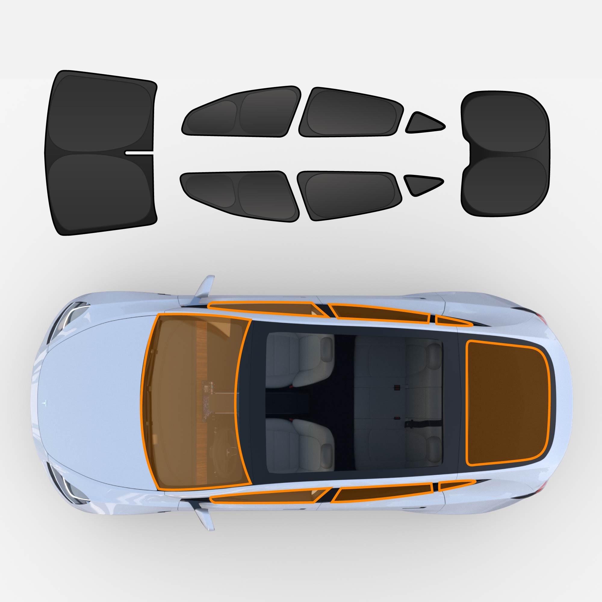 BunnyBird Car Side Window Sun Shade - for Tesla Model Y 2020-2023 - Au