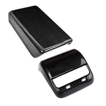 Tesla Model Y / Model 3 Armrest Pad & Rear AC Vent Covers Carbon Fiber Style - 0
