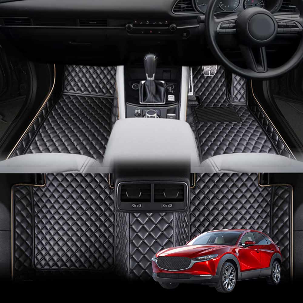 All Weather Floor Mats For 2020-2024 Mazda CX-30 Black Rubber Waterproof Liners