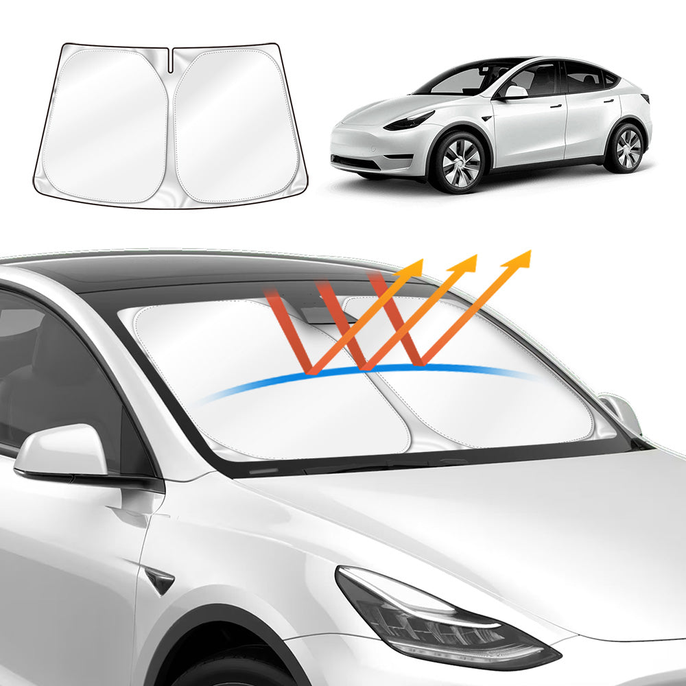 Tesla Model Y WindScreen Sun Shade Accessories WindShield Sun Visor Blocks  UV Rays Foldable SunShade 2022-2023
