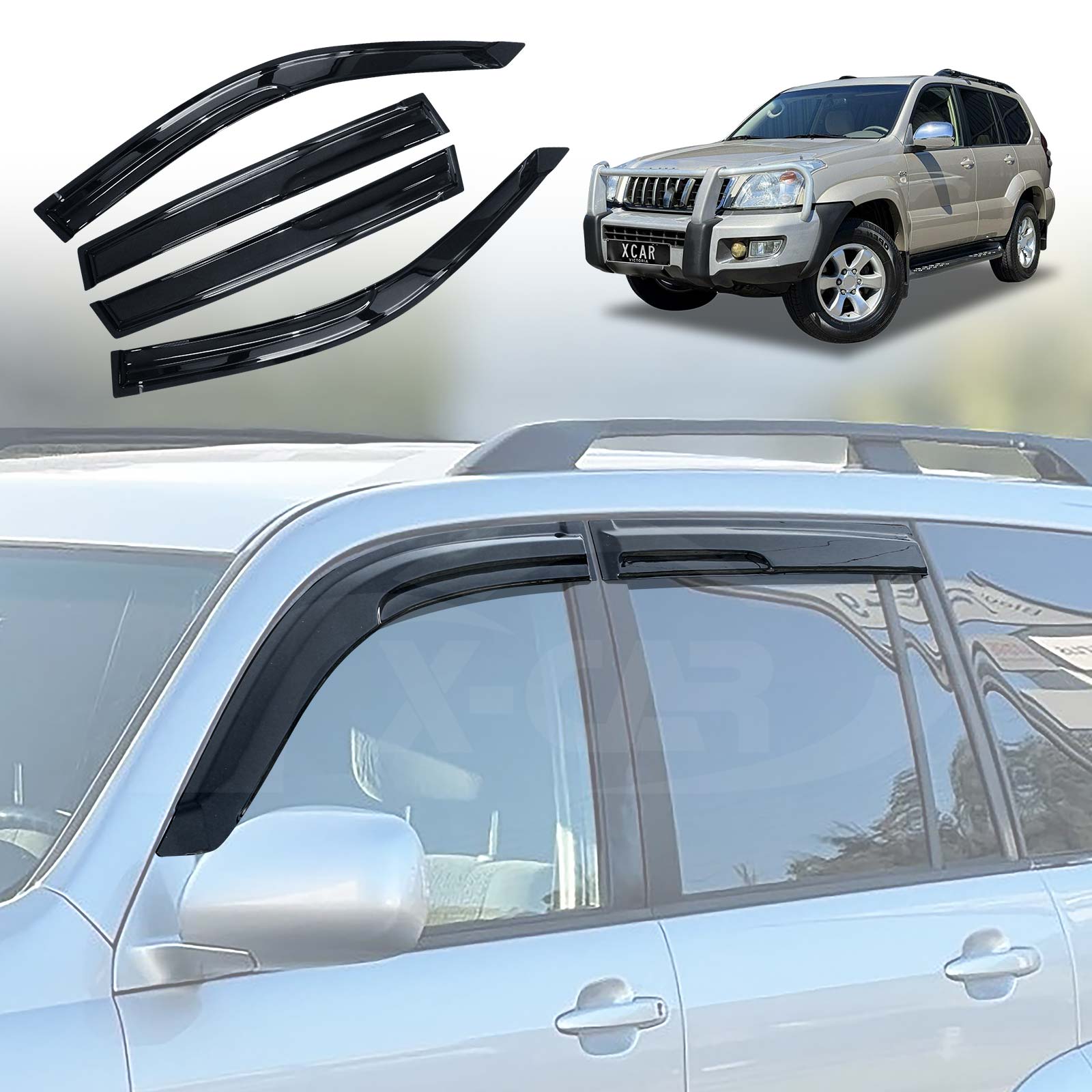 WeatherShields for Toyota LandCruiser Prado 120 Series 2003-2009 X-CAR