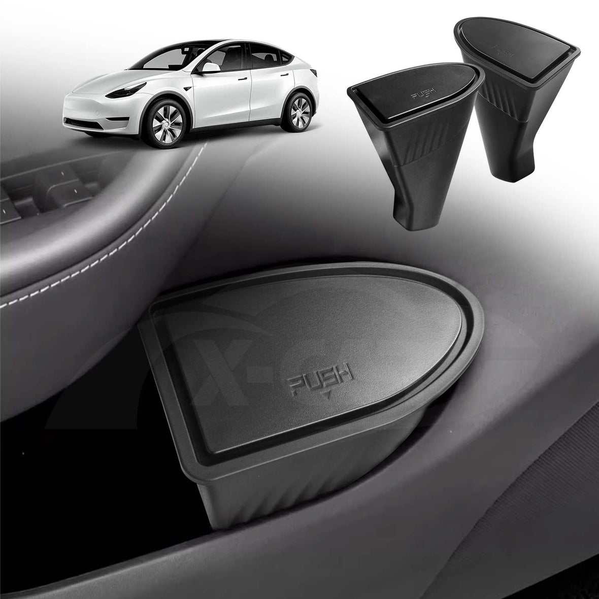 Tesla Front Storage Tesla Model Y 2021-2025 Front Door Side Trash Can with Lid Storage Bin ...