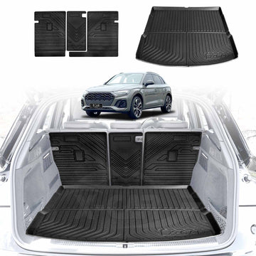 Boot Liner Back Seat Protector for Audi Q5 SQ5 2017-Onwards All Weather Heavy Duty Cargo Car Trunk Kick Mats