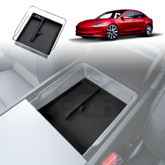 Tesla Model 3 Highland 2023-2025 Centre Console Organizer Tray Storage Container with Silicone Mat