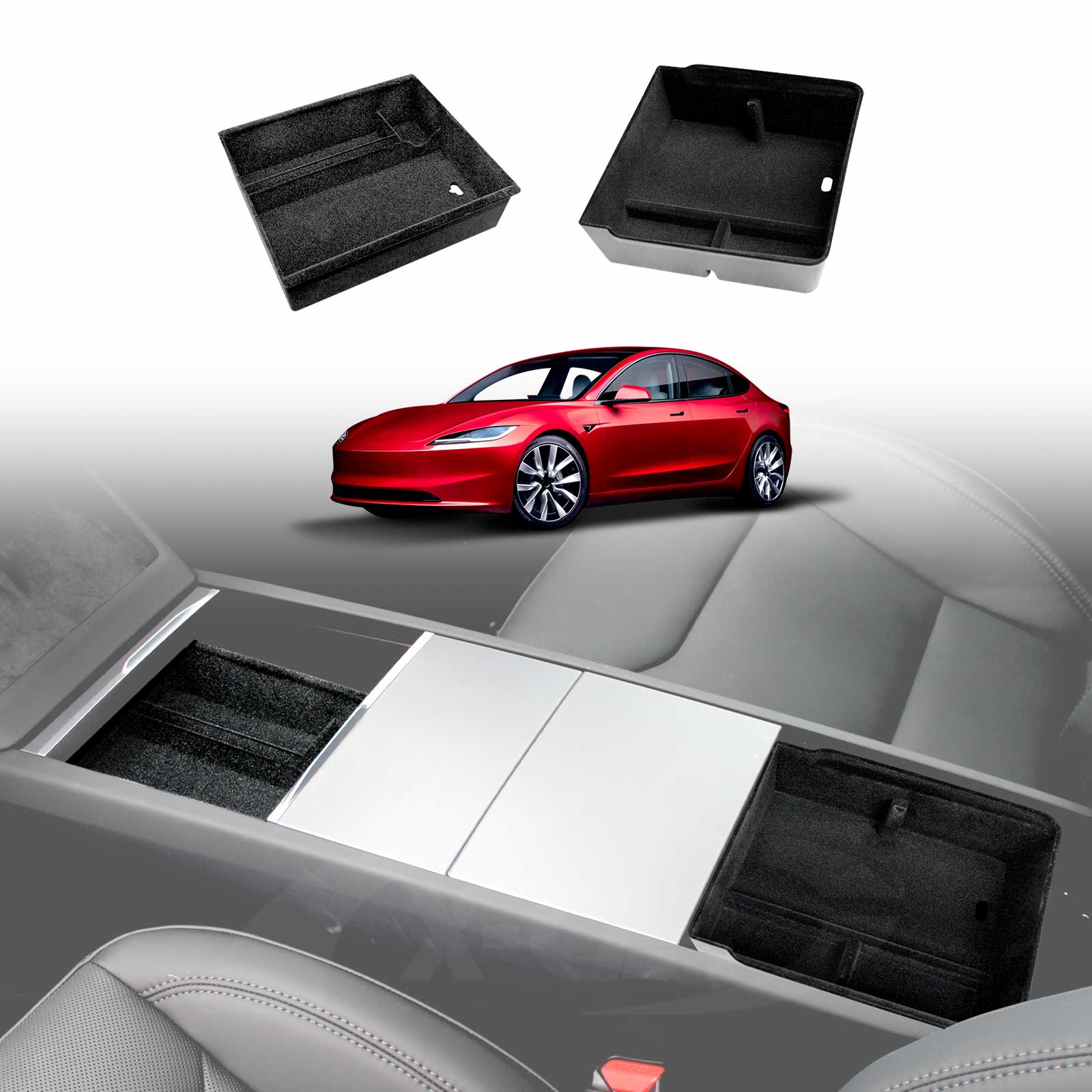 Centre Console Organizer Tray for Tesla Model 3 Highland 2023-2025 Armrest Storage Box Cup Holder
