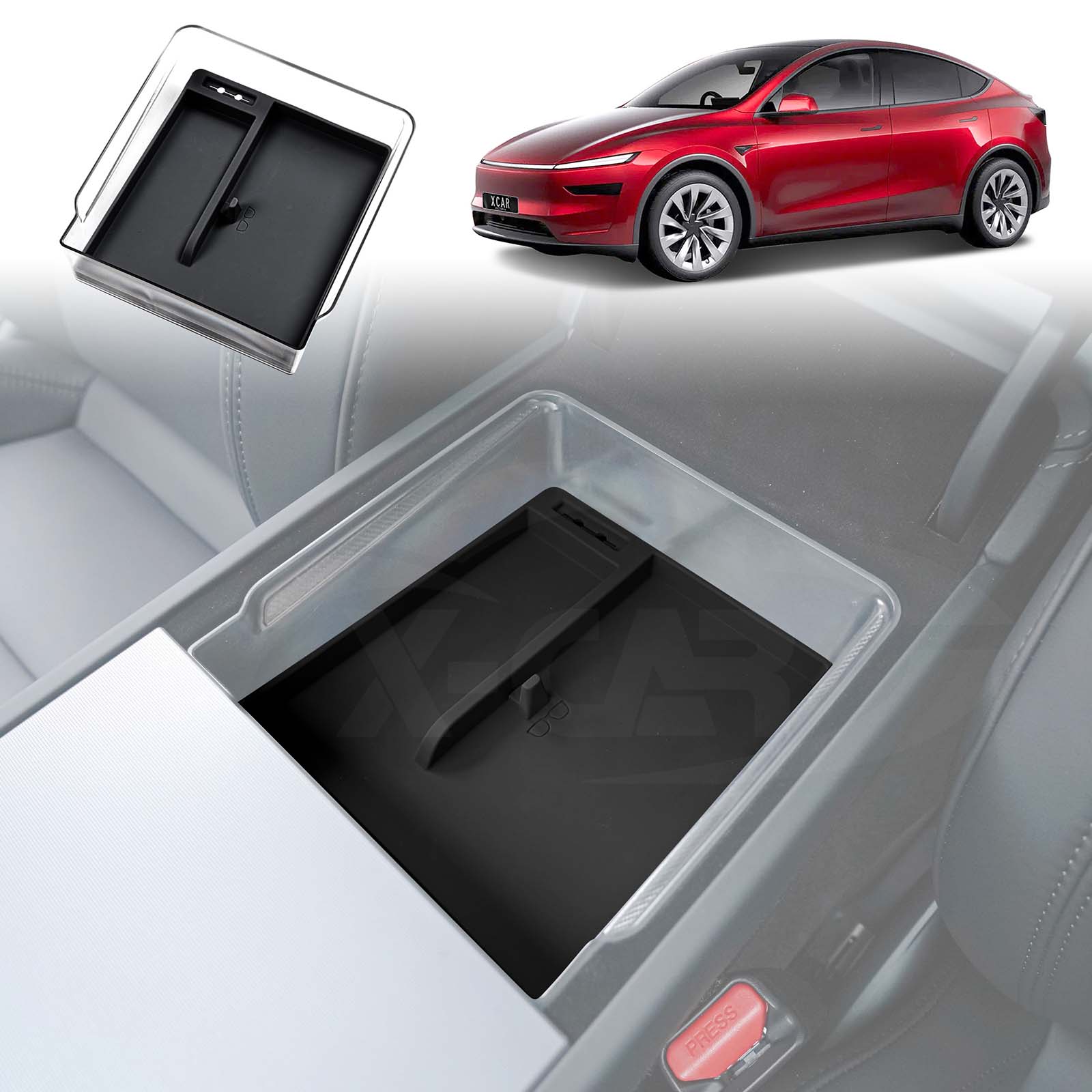 Tesla Model Y Juniper Centre Console Organizer Tray Storage Container with Silicone Mat 2025-Onwards