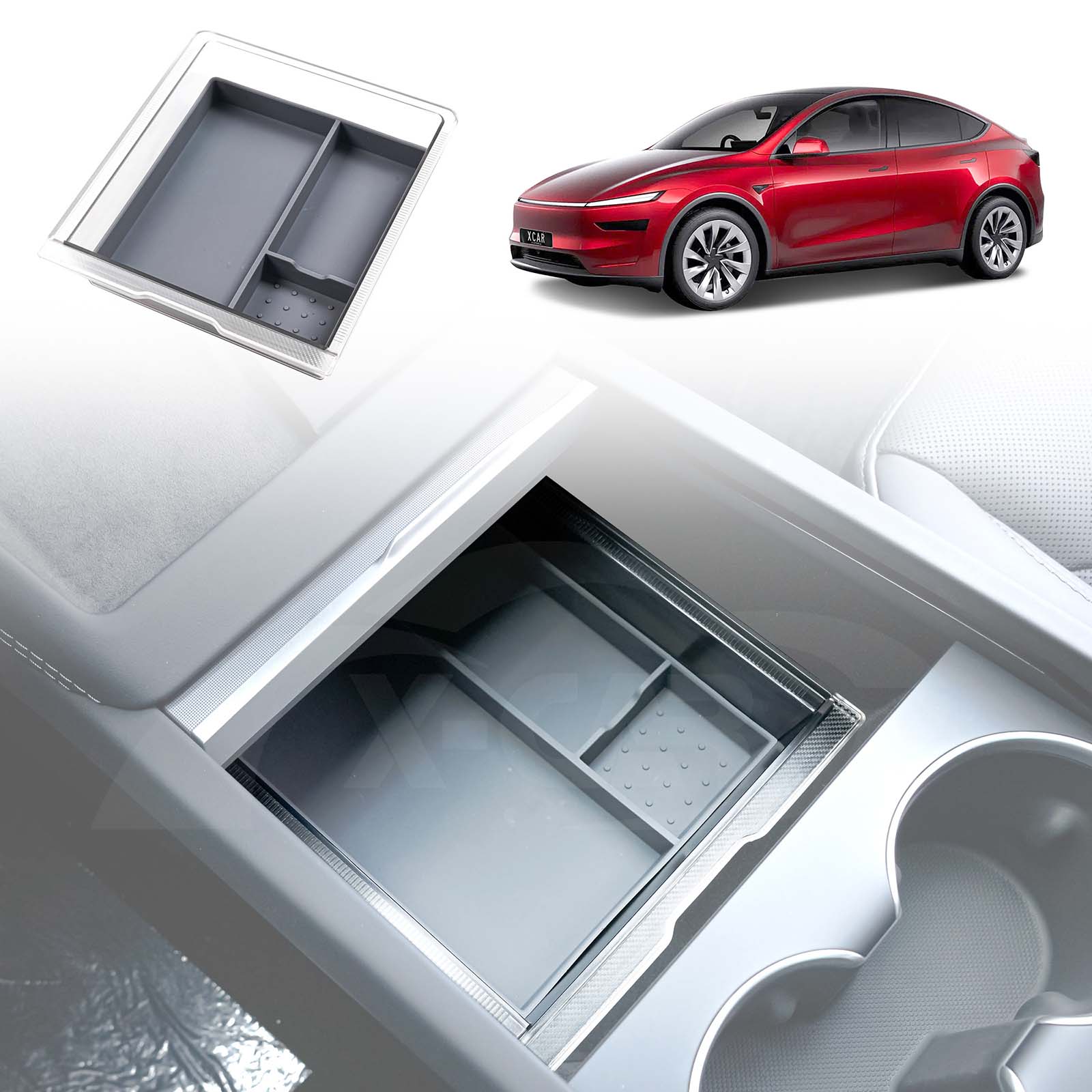 Tesla Model Y Juniper Centre Console Organizer Tray Storage Container with Silicone Mat 2025-Onwards