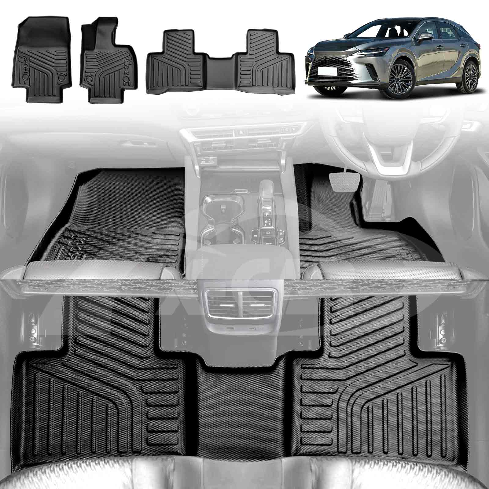 3D Floor Mats for Lexus RX350 RX350h RX500h 2022-Onwards All-Weather Car Liners
