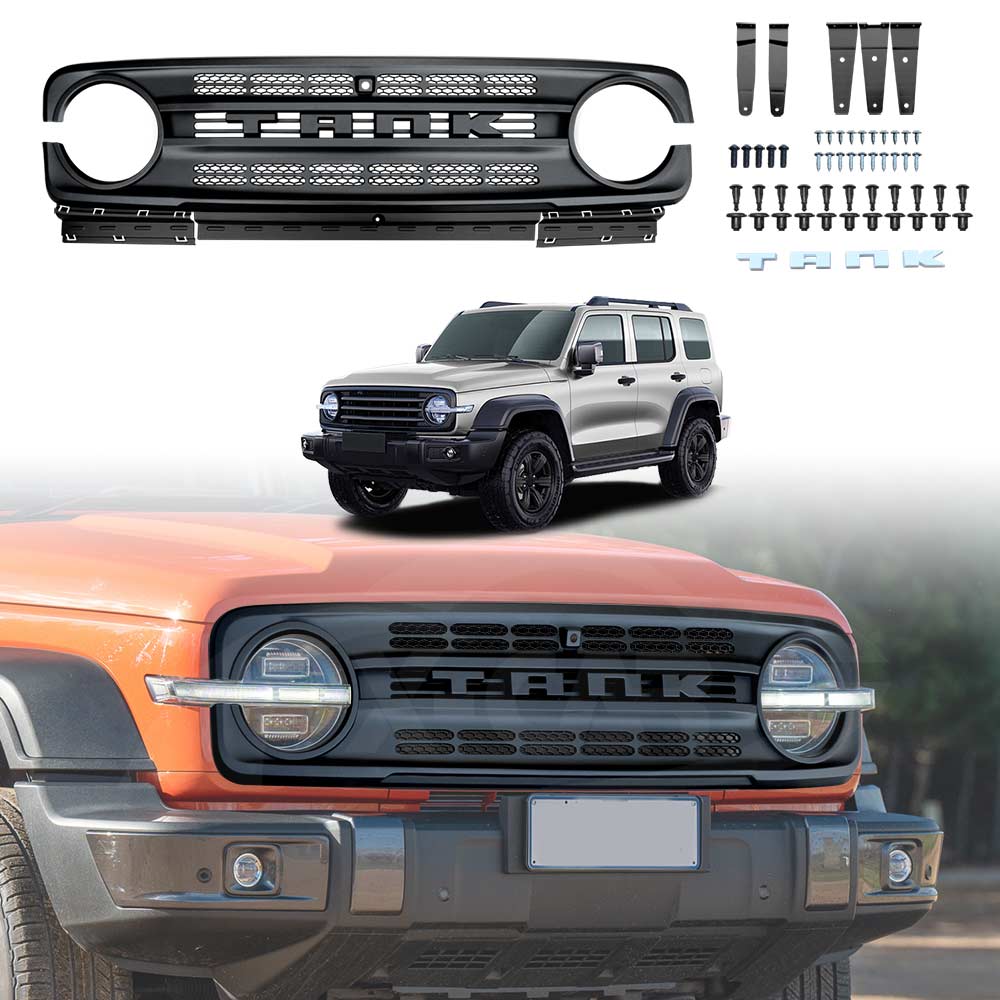 Front Bumper Grille with Led Light for GWM Tank 300 2023-2025 Mesh Frame Exterior