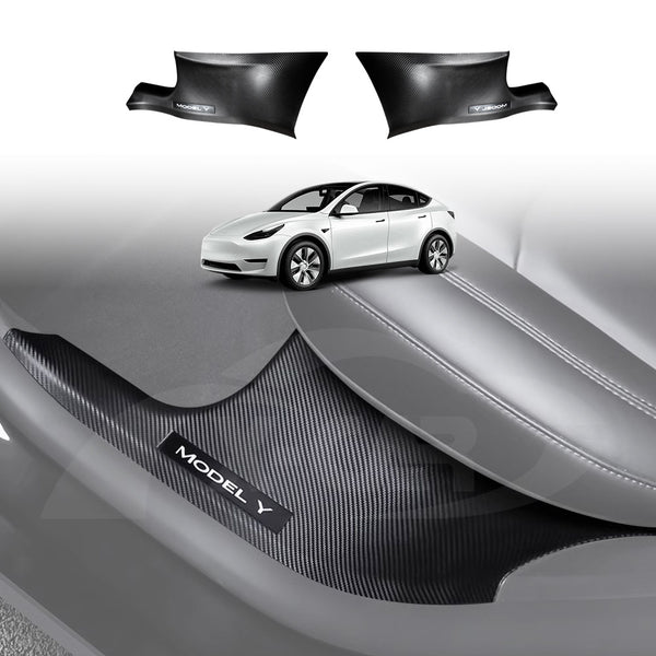 Tesla Model Y 2021-2024 Front and Rear Door Sill Protector Carbon Fiber Style