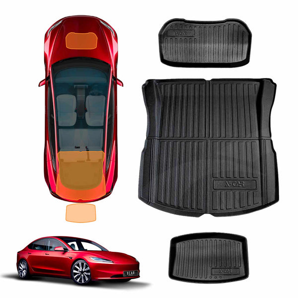 Tesla Model 3 Highland 3D All-Weather Interior Liners for Boot Frunk Cargo Mats 2023-2025