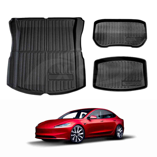 NEW Tesla Model 3 Highland 3D All-Weather Interior Liners for Boot Frunk Cargo Mats 2023-2024
