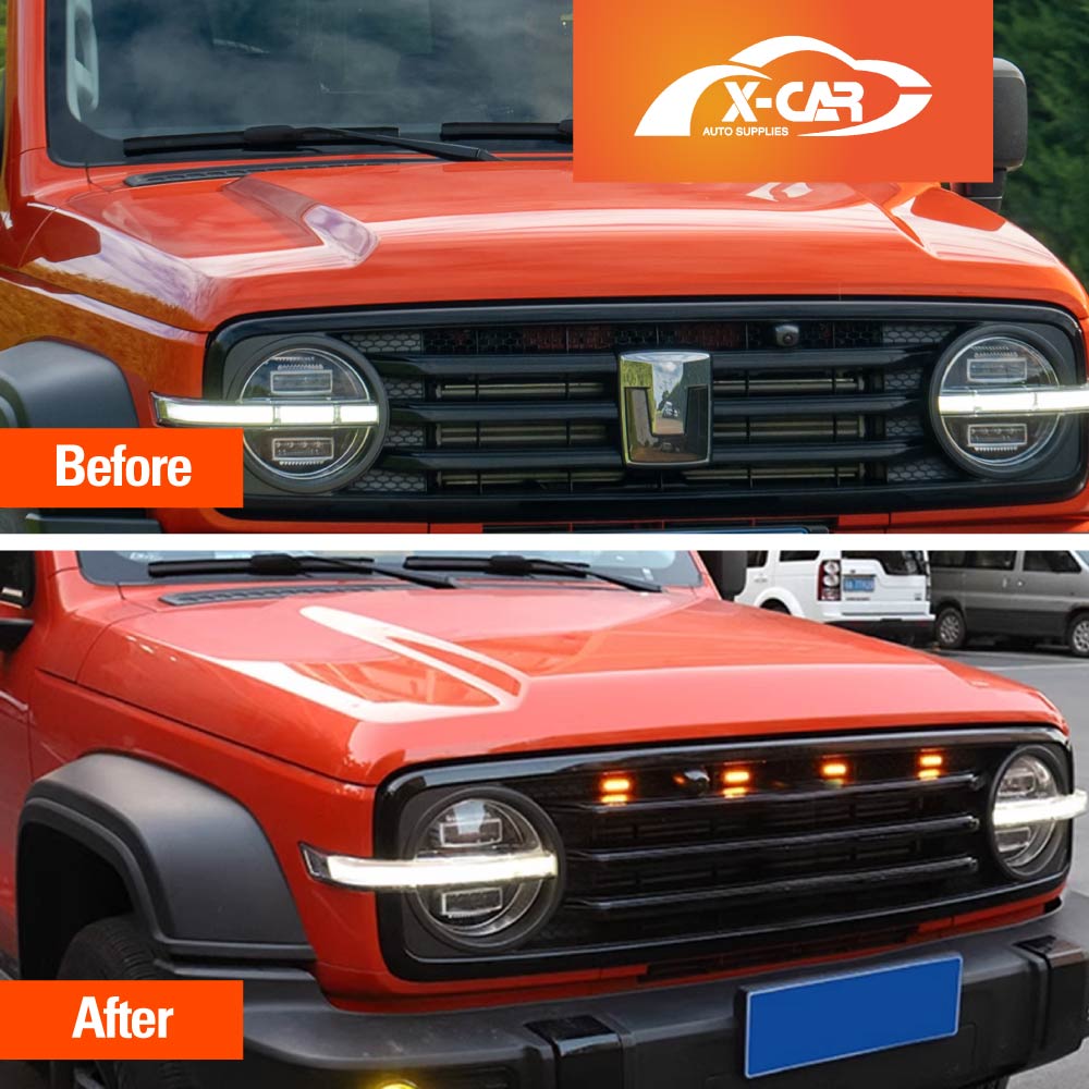 Front Bumper Grille with Led Light for GWM Tank 300 2023-2025 Mesh Frame Exterior