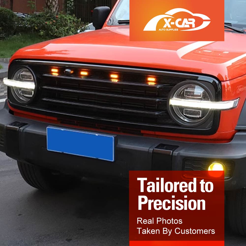 Front Bumper Grille with Led Light for GWM Tank 300 2023-2025 Mesh Frame Exterior