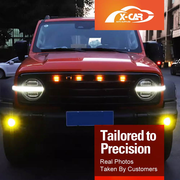 Front Bumper Grille with Led Light for GWM Tank 300 2023-2025 Mesh Frame Exterior