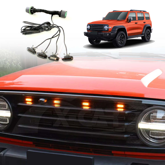 Front Bumper Grille with Led Light for GWM Tank 300 2023-2025 Mesh Frame Exterior