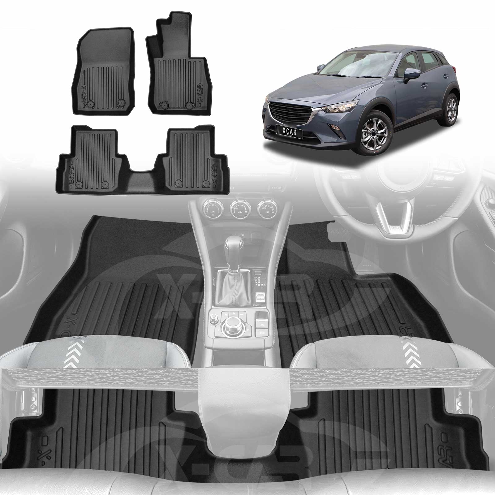 3D Floor Mats for Mazda CX-3 CX3 2015-Onwards All-Weather Car Liners