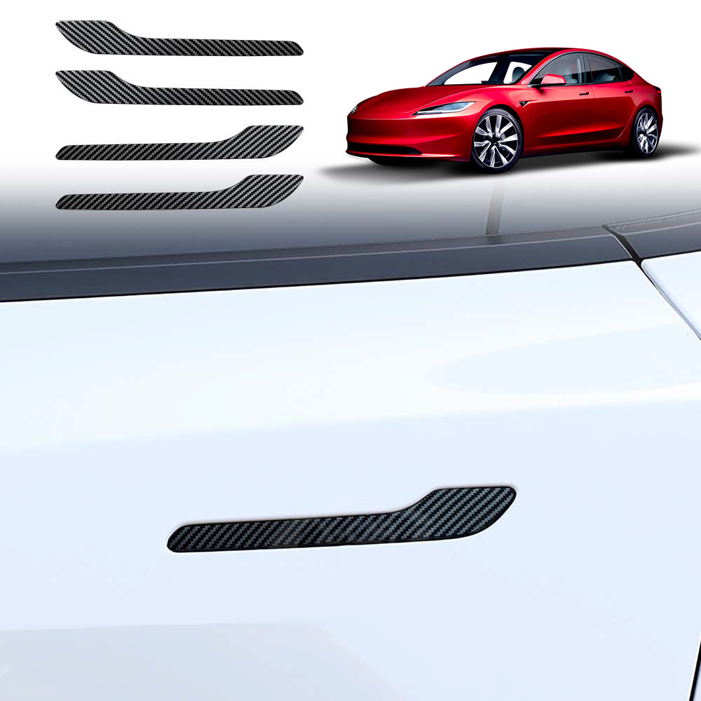 Tesla Model 3 Highland Door Handle Cover Carbon Fibre Style Protector 2023-2025 - 0