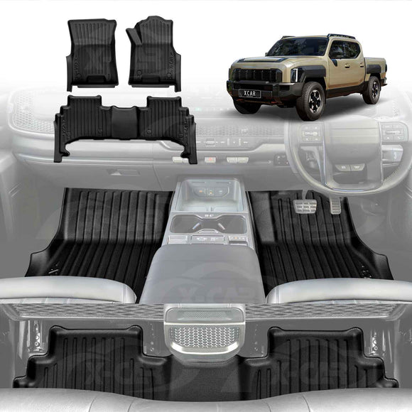 3D Floor Mats for Kia Tasman 2025-Onwards All-Weather Car Liners