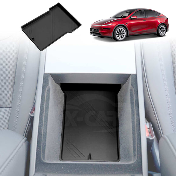 Organizer Pad Set for Tesla Model Y Juniper 2025-Onwards Center Console Armrest Storage Cup Holder Coaster Soft Silicone Non-Slip Mat