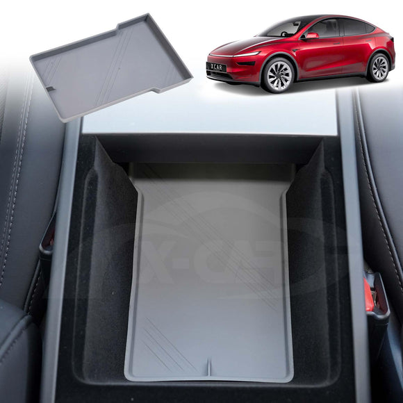 Organizer Pad Set for Tesla Model Y Juniper 2025-Onwards Center Console Armrest Storage Cup Holder Coaster Soft Silicone Non-Slip Mat