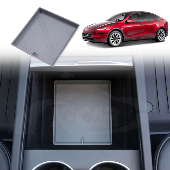 Organizer Pad Set for Tesla Model Y Juniper 2025-Onwards Center Console Armrest Storage Cup Holder Coaster Soft Silicone Non-Slip Mat