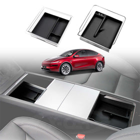 Tesla Model Y L 6-Seat 2026-Onwards Centre Console Organiser Tray Storage Container with Silicone Mat