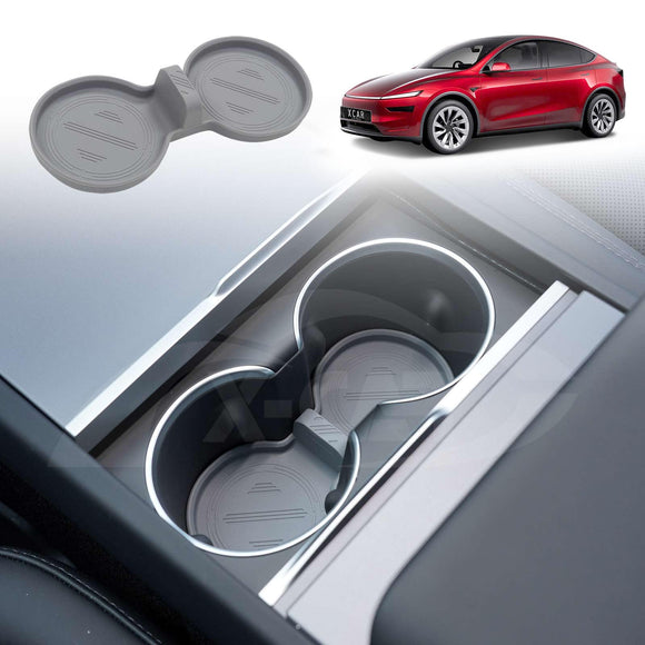Organizer Pad for Tesla Model Y L 6-Seat 2026-Onwards Centre Console Armrest Storage Cup Holder Coaster Soft Silicone Non-Slip Mat