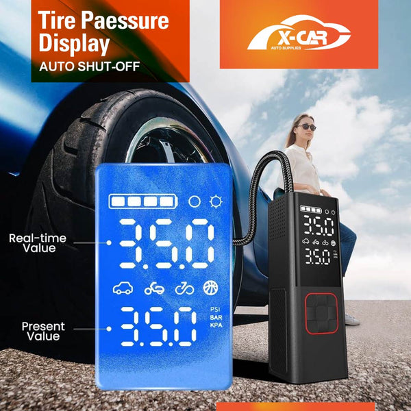 Portable Air Compressor Pump with Digital Pressure Gauge Rechargeable (2024 Upgraded Version)