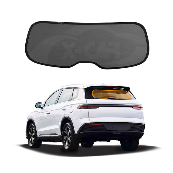 X-CAR rear windscreen sun shades installed on BYD Sealion 5 car rear windscreen windows.