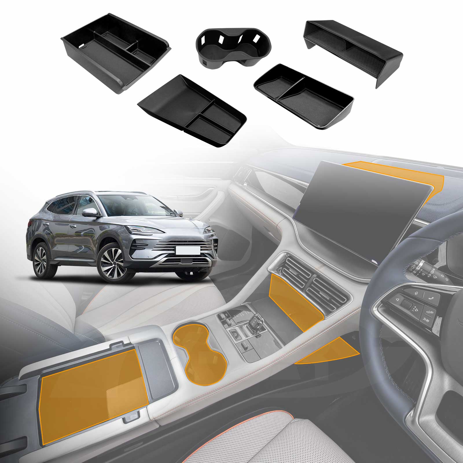 Centre Console Organizer Tray for BYD SEALION 6 2024-2025 Armrest Storage Box Cup Holder