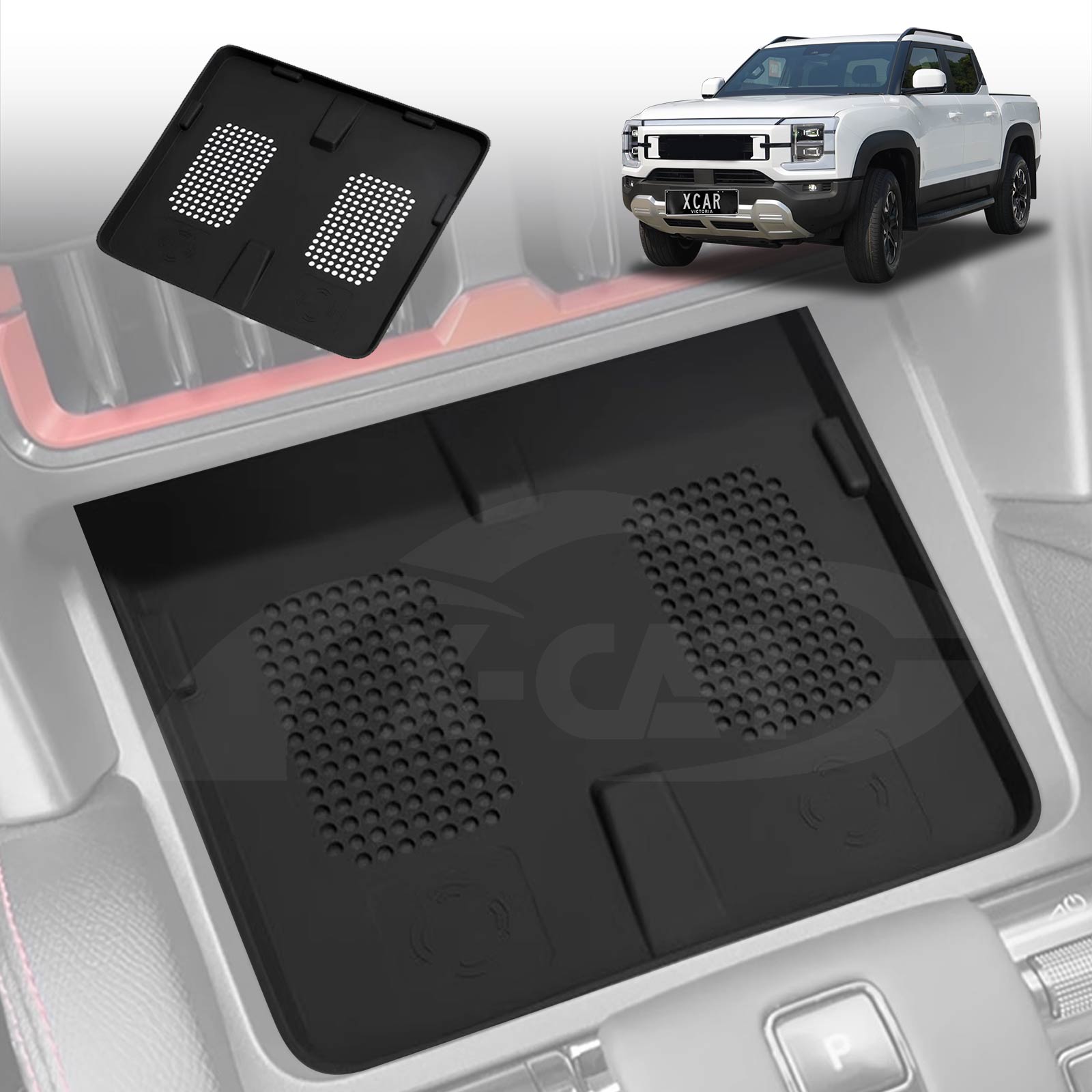 Center Console Organizer for BYD Shark 6 2024-Onwards Armrest Storage Tray Charging Mat Cup Holder Interior Accessories