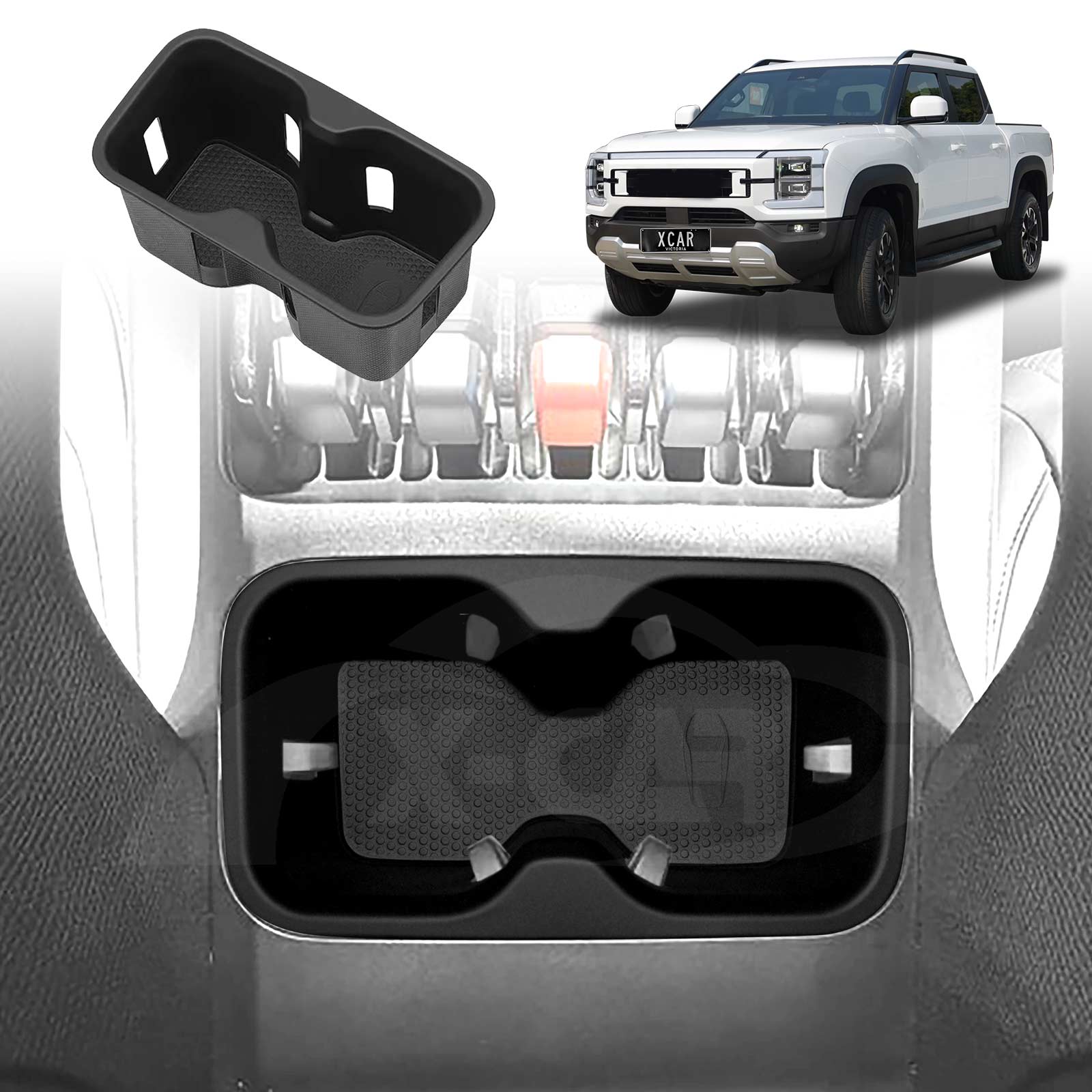 Center Console Organizer for BYD Shark 6 2024-Onwards Armrest Storage Tray Charging Mat Cup Holder Interior Accessories